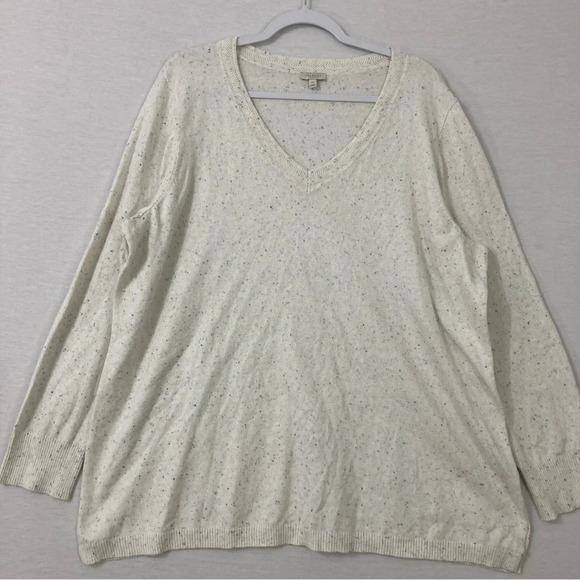 Talbots V Neck Soft Stretch Speckled Knit Pull-over Top size 2X - Picture 1 of 10